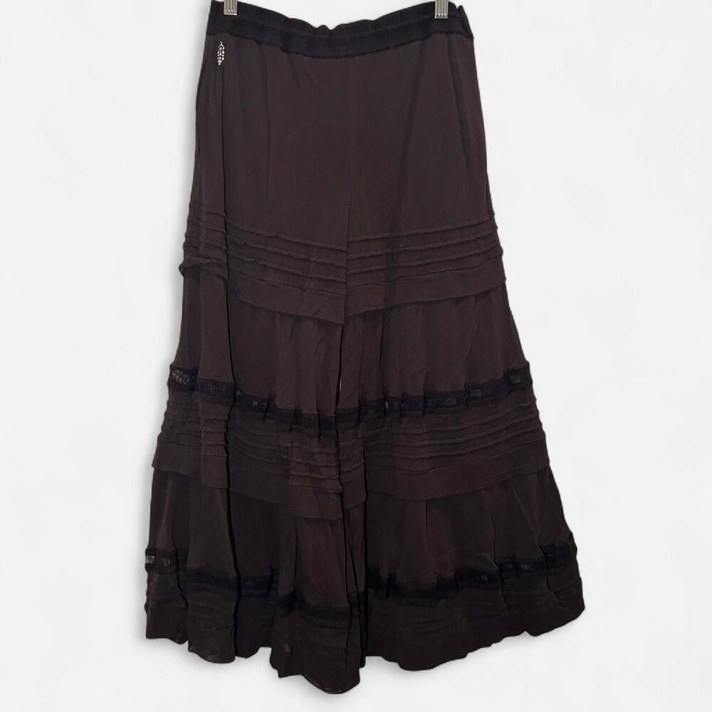 Free People Pippa Black Mesh Tiered Wide Leg Pants Small Whimsigoth Fairy Goth - Picture 3 of 7